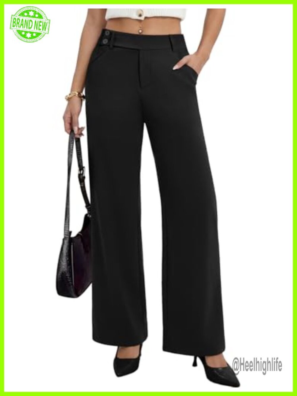 Wide Leg Palazzo Work Dress Pants Business Casual Slacks Pockets Stretch